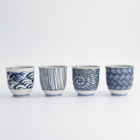 Kubki ceramiczne czarki Blue/White – Zestaw 4 sztuki