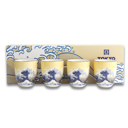 Kubki ceramiczne Czarki Hokusai zestaw 4 sztuk