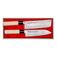 Zestaw Japońskich noży Nashiji Natural Nóż Santoku i Nakiri