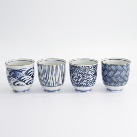Kubki ceramiczne czarki Blue/White – Zestaw 4 sztuki